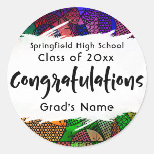 Colorful Congratulations Typography Graduation Classic Round Sticker