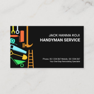 Colorful Construction Handyman Tools Business Card