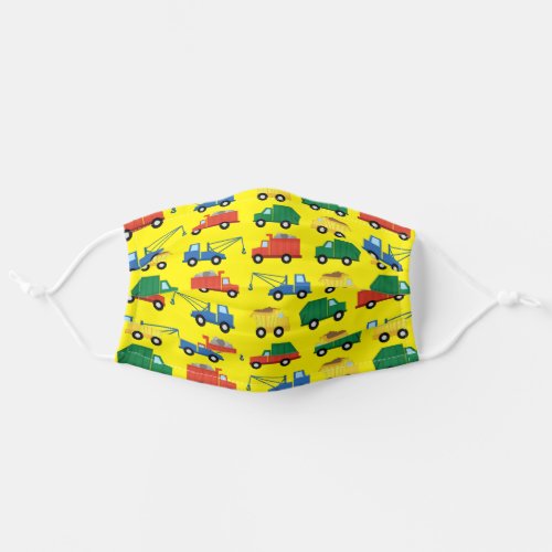 Colorful Construction Trucks Boys Kids Adult Cloth Face Mask
