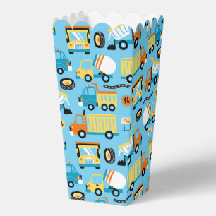 Colorful Construction Trucks Kids Birthday Favor Boxes