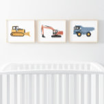 Colorful Construction Vehicles Boys Room Wall Art Sets<br><div class="desc">Add a finishing touch to your little one's space with this set of 3 colorful construction vehicle prints.</div>