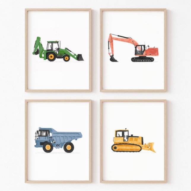 Colorful Construction Vehicles Boys Room Wall Art Sets (Creator Uploaded)