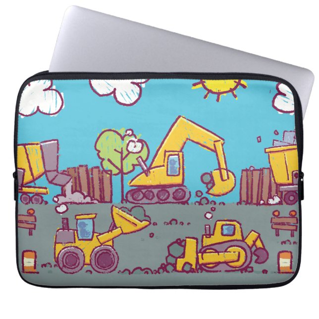 Colorful Construction Vehicles Laptop Sleeve (Front)