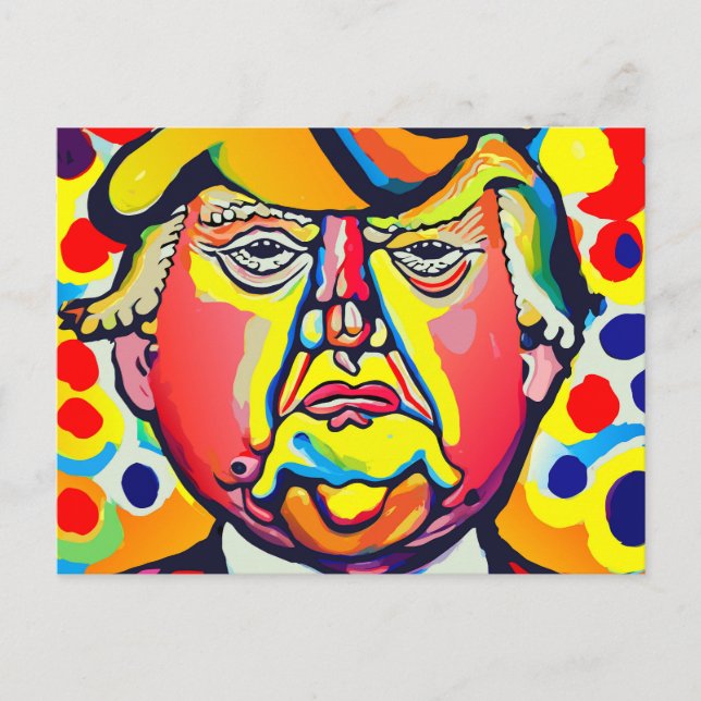 Colorful Contemporary Donald Trump Portrait Postcard (Front)