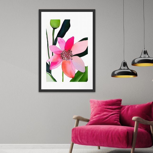 Colorful Contemporary Flower unframed Poster (Add a pop of color to your room with this striking floral print.)