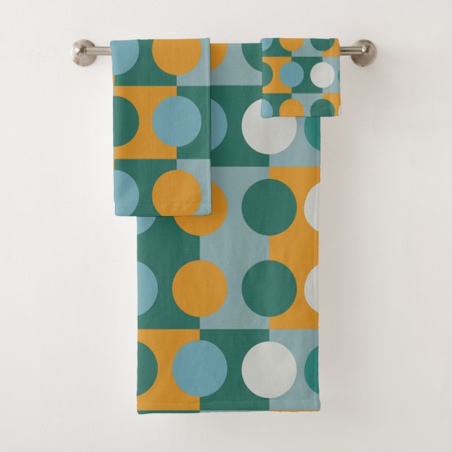 Colorful Contemporary Geometric  Bath Towel Set (Insitu)
