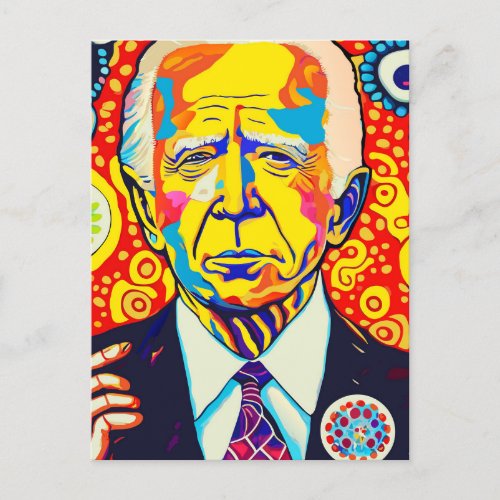 Colorful Contemporary Joe Biden Portrait Postcard