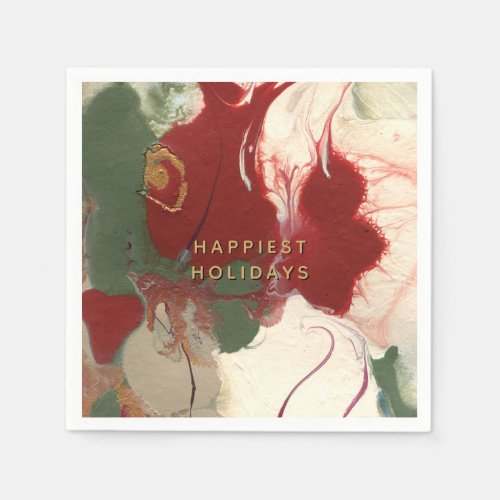 Colorful Contemporary Painted Abstract Holiday Napkins