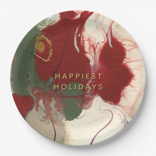 Colorful Contemporary Painted Abstract Holiday Paper Plates