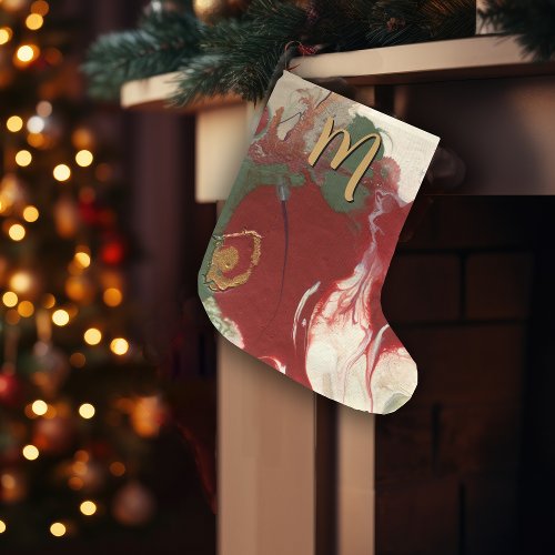 Colorful Contemporary Painted Abstract Monogram Large Christmas Stocking