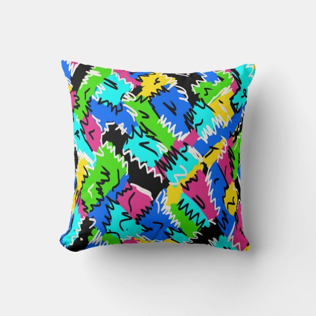 Colorful Contemporary Patchwork Abstract Throw Pillow (Front)