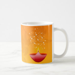 Colorful Contemporary Red Deepa Diwali Coffee Mug