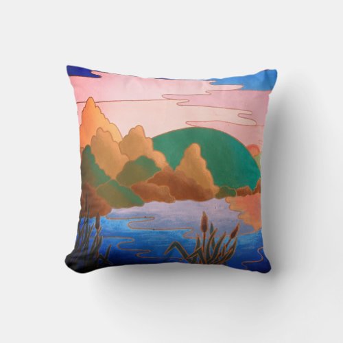 colorful contempory design in abstract style throw pillow