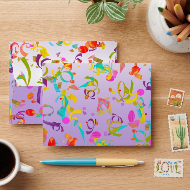 Colorful Contetti Toss Background Envelope (Desk)