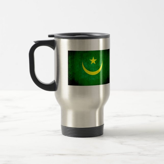 Colorful Contrast Mauritanian Flag Travel Mug (Left)