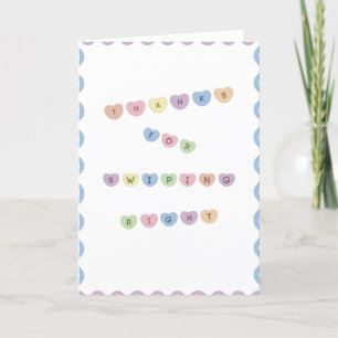 Colorful Conversational Candy Heart Valentines Day Holiday Card