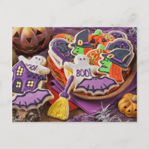 Colorful Cookies For Halloween Party Postcard