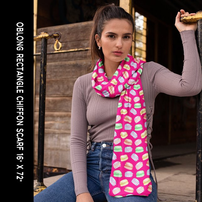 Colorful Cookies Macarons Dark Pink Long Rectangle Scarf (Colorful Cookies Macarons Dark Pink Long Rectangle Scarf)