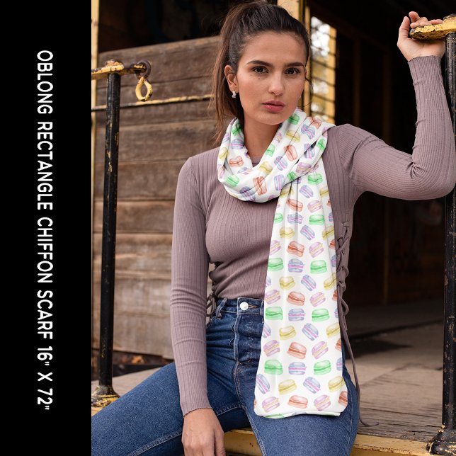 Colorful Cookies Macarons Dessert Long Rectangle Scarf (Colorful Cookies Macarons Dessert Long Rectangle Scarf)