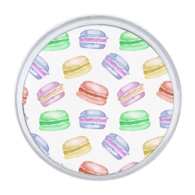 Colorful Cookies Macarons Dessert Silver Finish Lapel Pin (Front)