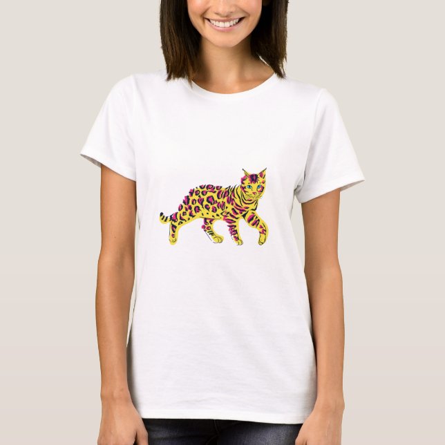Colorful Cool Bengal Cat T-Shirt (Front)