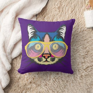 Colorful Cool Cat with Glasses