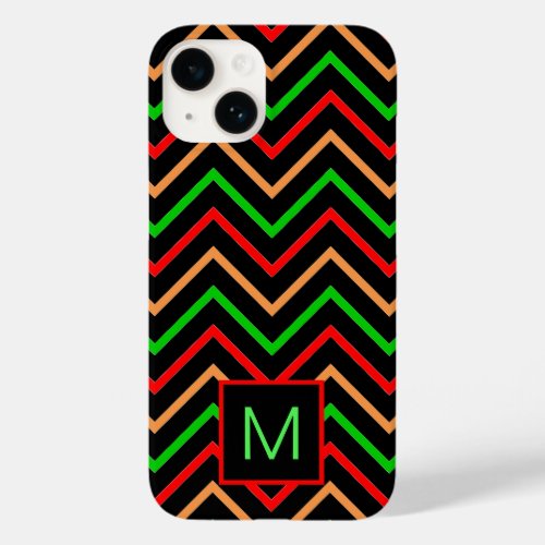 Colorful Cool Chevron on Black Monogram Case_Mate iPhone 14 Case