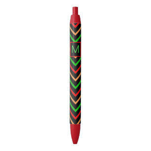 Colorful Cool Chevron on Black Monogram Pen