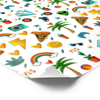Colorful Cool Elements Pattern – Retro Summer Vibe Poster