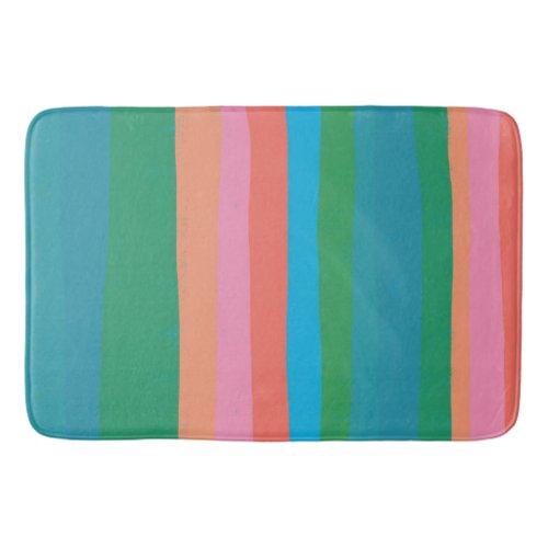 Colorful Cool  Fun Stripes Bath Mat