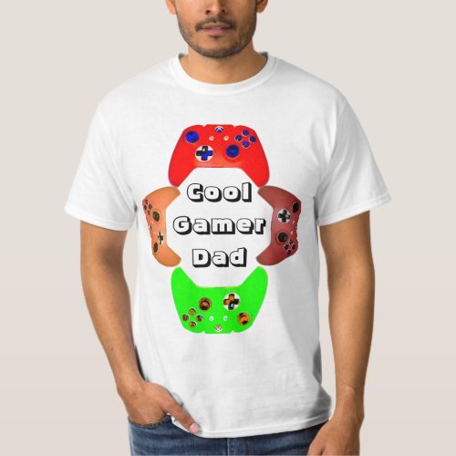 Colorful Cool Gamer Dad T_Shirt