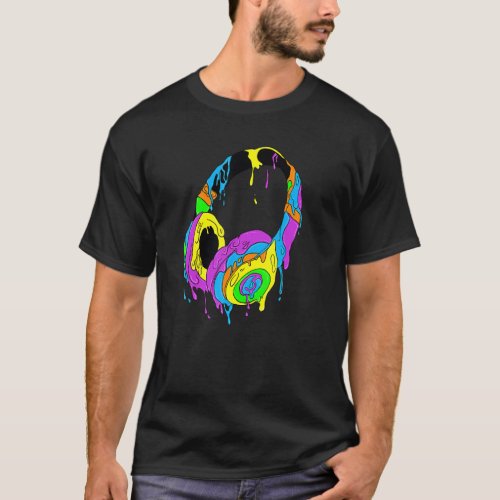 Colorful Cool Melting Headphones Music DJ Artist E T_Shirt