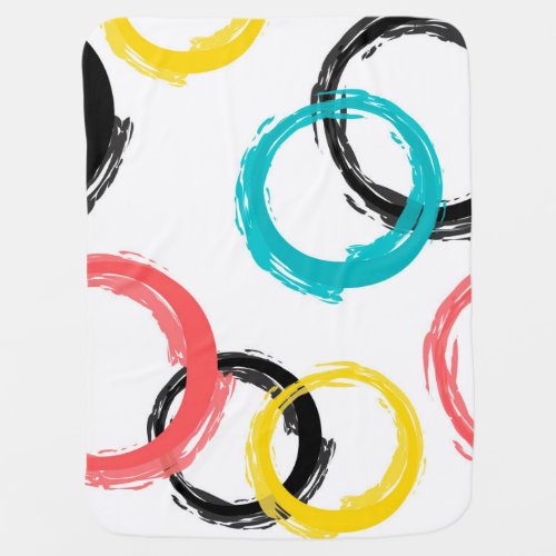 Colorful cool moderntrendy brush stroke circles baby blanket