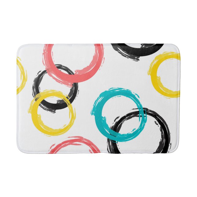 Colorful, cool, modern,trendy brush stroke circles bath mat (Front)