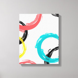 Colorful, cool, modern,trendy brush stroke circles canvas print