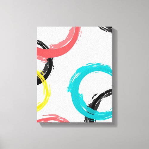 Colorful cool moderntrendy brush stroke circles canvas print