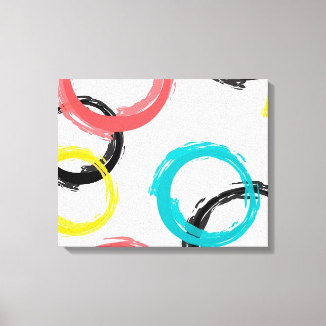 Colorful, cool, modern,trendy brush stroke circles canvas print (Front)