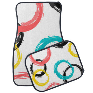 Colorful, cool, modern,trendy brush stroke circles car floor mat