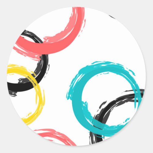 Colorful cool moderntrendy brush stroke circles classic round sticker