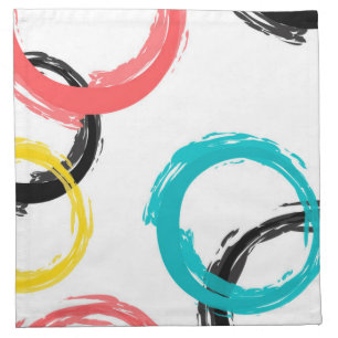 Colorful, cool, modern,trendy brush stroke circles cloth napkin