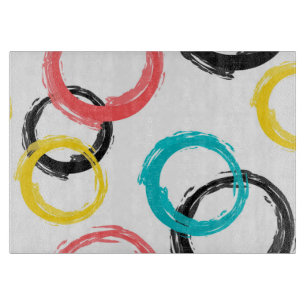 Colorful, cool, modern,trendy brush stroke circles cutting board