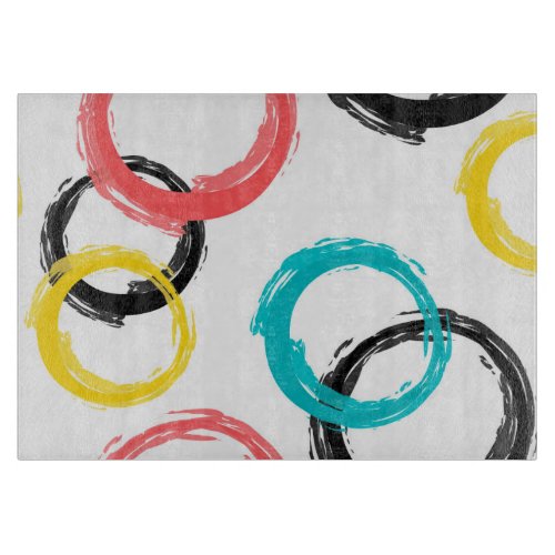 Colorful cool moderntrendy brush stroke circles cutting board