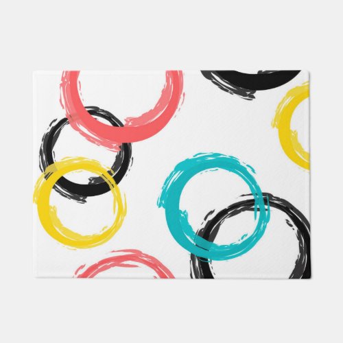 Colorful cool moderntrendy brush stroke circles doormat