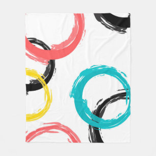 Colorful, cool, modern,trendy brush stroke circles fleece blanket