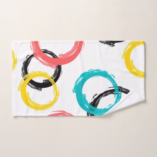 Colorful cool moderntrendy brush stroke circles hand towel 