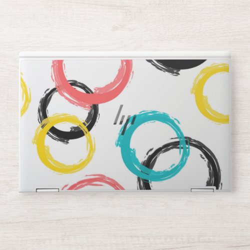 Colorful cool moderntrendy brush stroke circles HP laptop skin