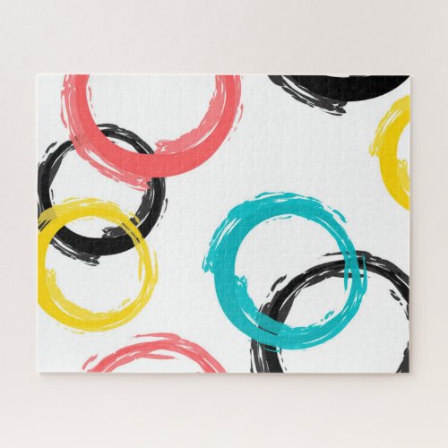 Colorful cool moderntrendy brush stroke circles jigsaw puzzle