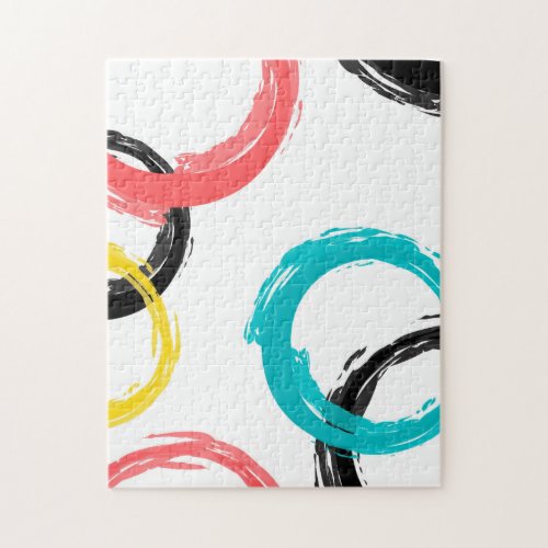 Colorful cool moderntrendy brush stroke circles jigsaw puzzle