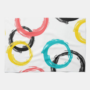Colorful, cool, modern,trendy brush stroke circles kitchen towel