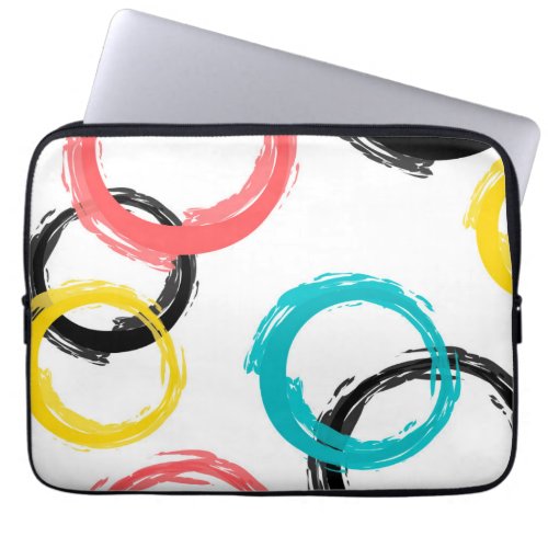 Colorful cool moderntrendy brush stroke circles laptop sleeve